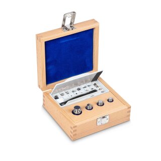 F1 set of weights 1 mg - 50 g in wooden box, stainless steel