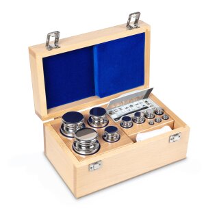 F1 set of weights 1 mg - 2 kg stainless steel, in woode box