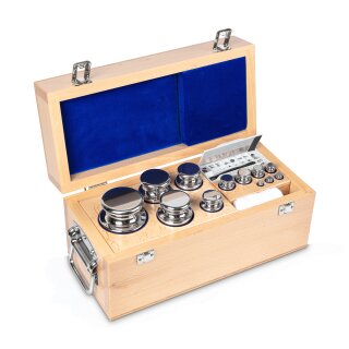 F1 set of weights 1 mg - 5 kg stainless steel, in wooden box