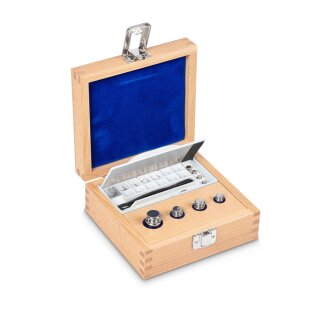 E1 Set of Weights, 1 mg - 50 g stainless steel,  in wooden box