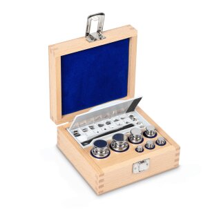 E2 Set of weights 1 mg - 200 g in Wooden box, stainless steel