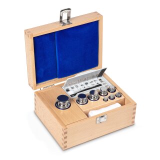 E2 Set of weights 1 mg - 500 g in Wooden box, stainless steel