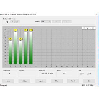 Sonde externe, 7 MHz, Ø 6 mm, pour des matériaux de test fins: plage de mesure (acier) 0,75 - 80 mm