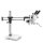 Stereo zoom microscope Set Trinocular 0,7-4,5x: Double arm stand (Plate), LED ring