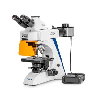 Fluoreszenzmikroskop OBN 142, Trinokular, 4 x / 10 x / 20 x / 40 x / 100 x, 3W LED (Auflicht
Durchlicht)